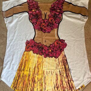 BODY DREAMS swim cover t shirt FEMALE Hawaiian Hula skirt & lei